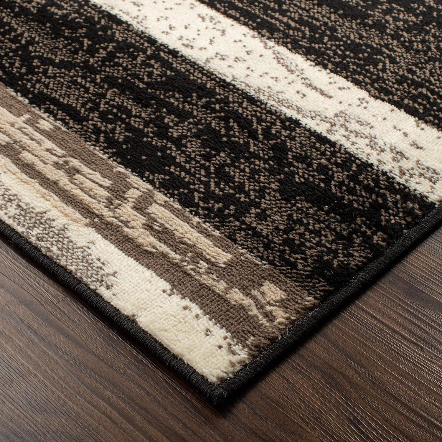 Rockwood Modern Geometric Indoor Area Rug, 2’7″ X 8′, Chocolate | Jute Backed Wa