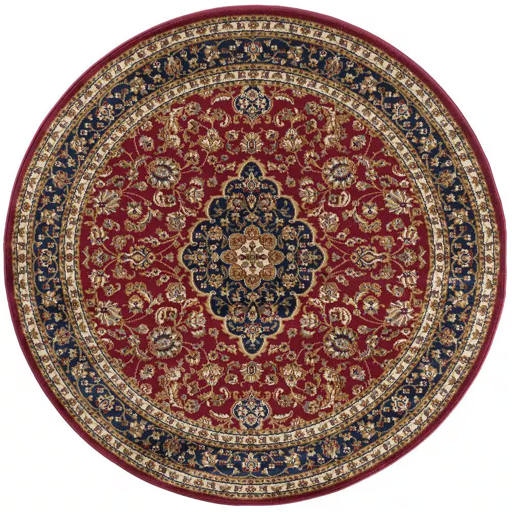 Sensation Border Red 6 Ft. round Indoor Area Rug Free Shipping New