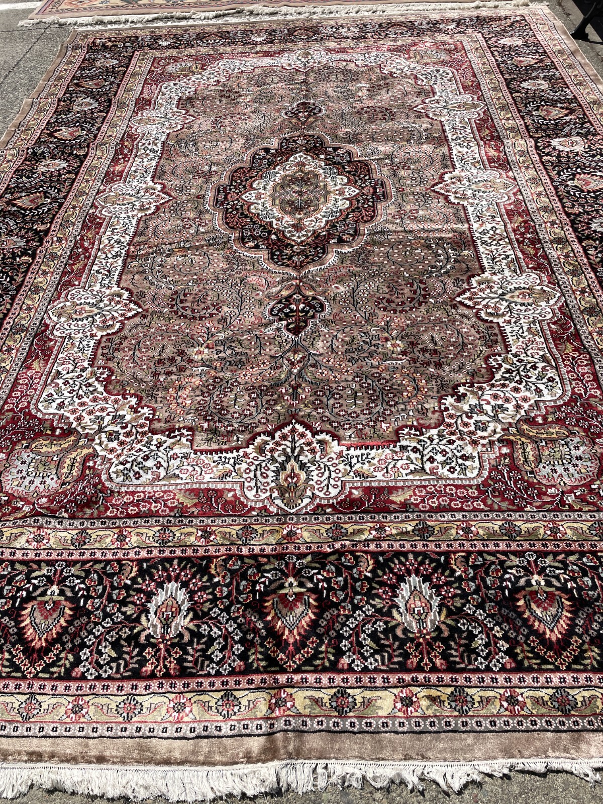 Hand-Woven Silk and Wool Area Rug, 9.1′ x 12.8′