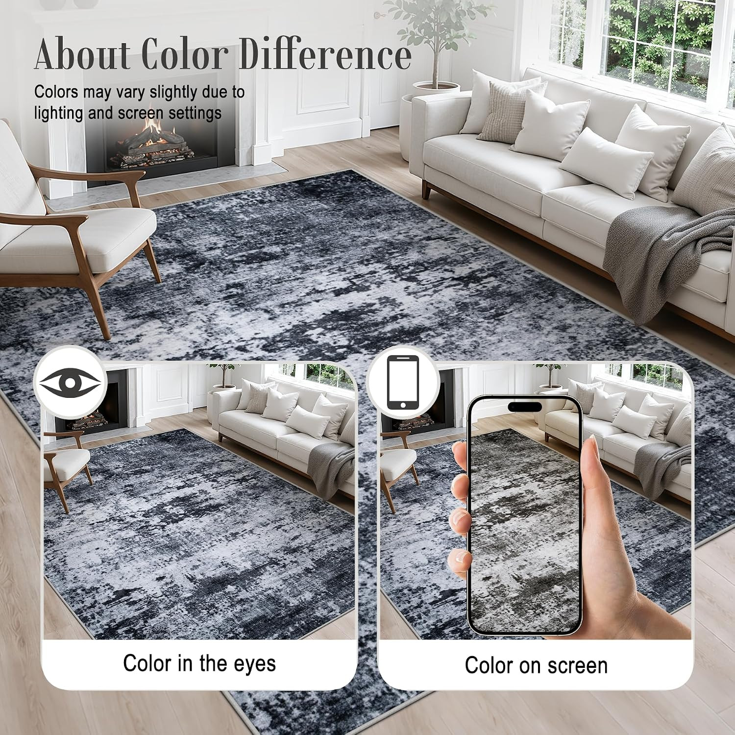 5X7 Area Rug Living Room Rug: Washable Modern Abstract Soft Thin Rug Indoor Floo