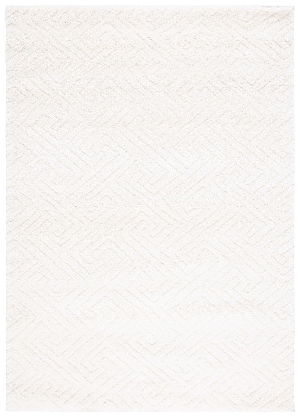 Tahoe Shag Collection Area Rug – 5′ x 7′, White, Geometric Design, 1.2-inch T…