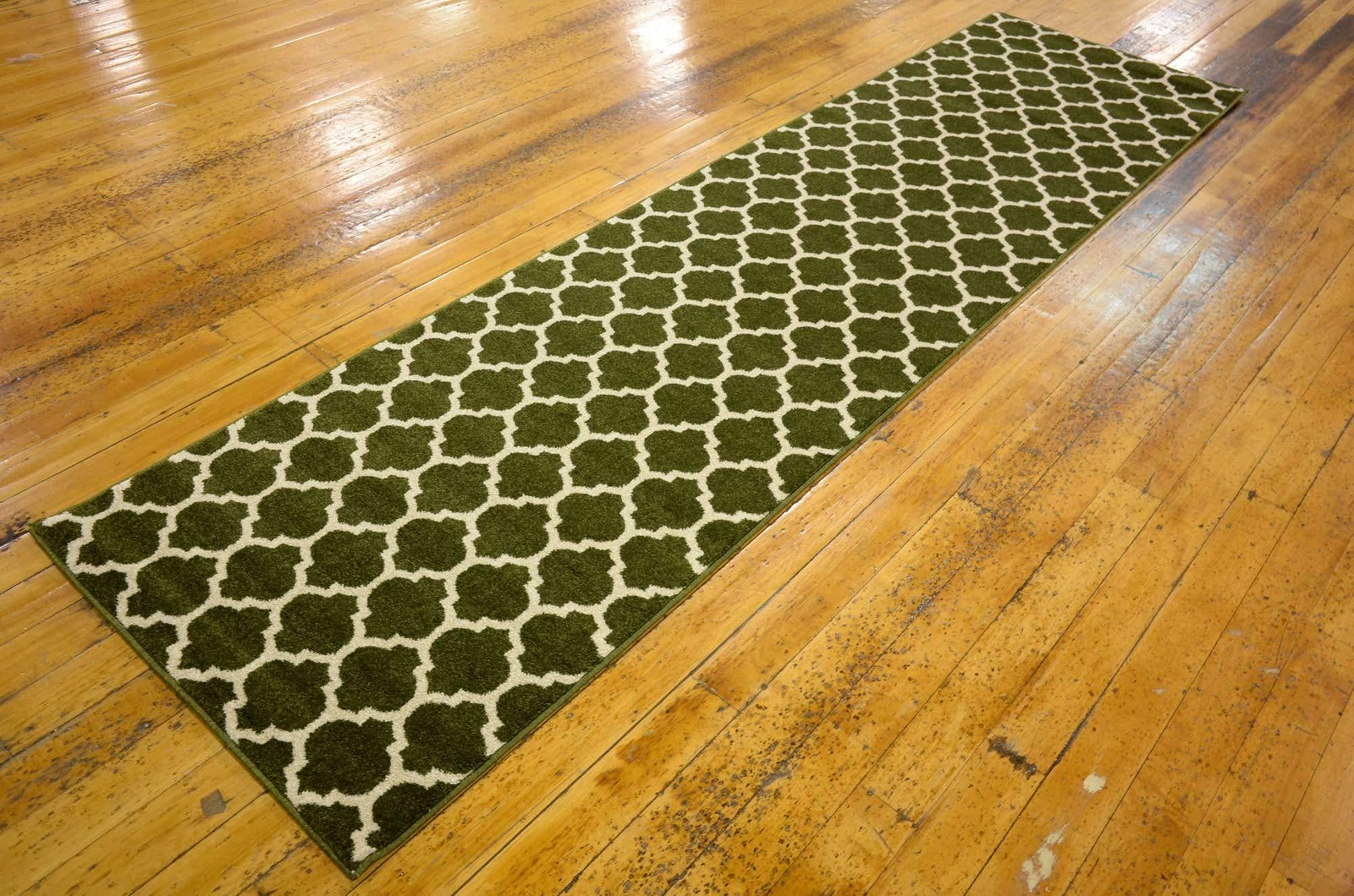 Unique Loom Trellis Collection Area Rug – 2 7 X 10 Runner Dark Green/Beige
