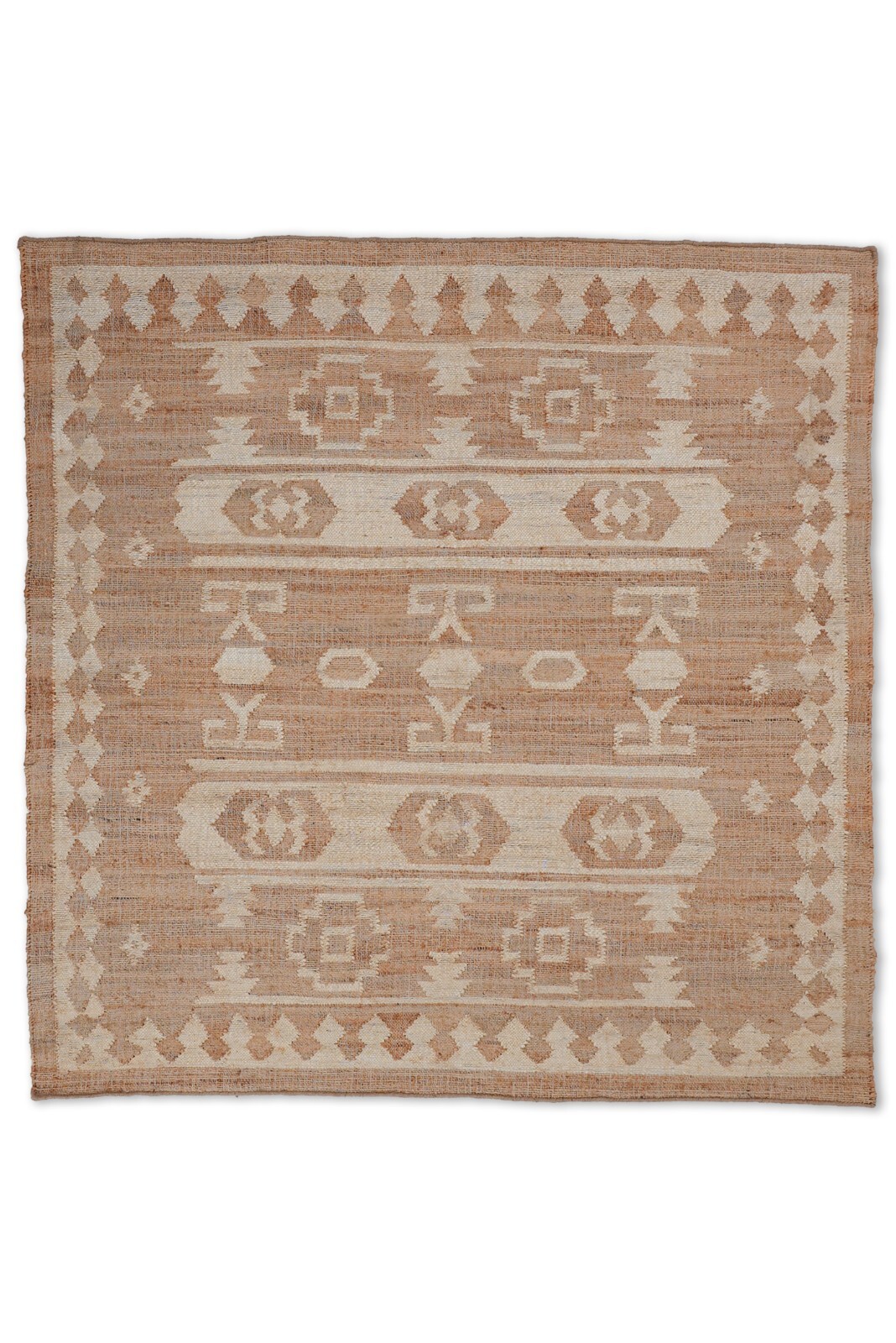 Hand Woven Kilim Jute Eco-friendly Area Rug Oriental White Beige BBH BBJ00029