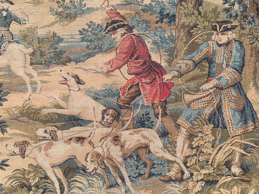 Vintage Pictorial French Tapestry Stunning Hunting Tapestry Home Decor 3×6 ft