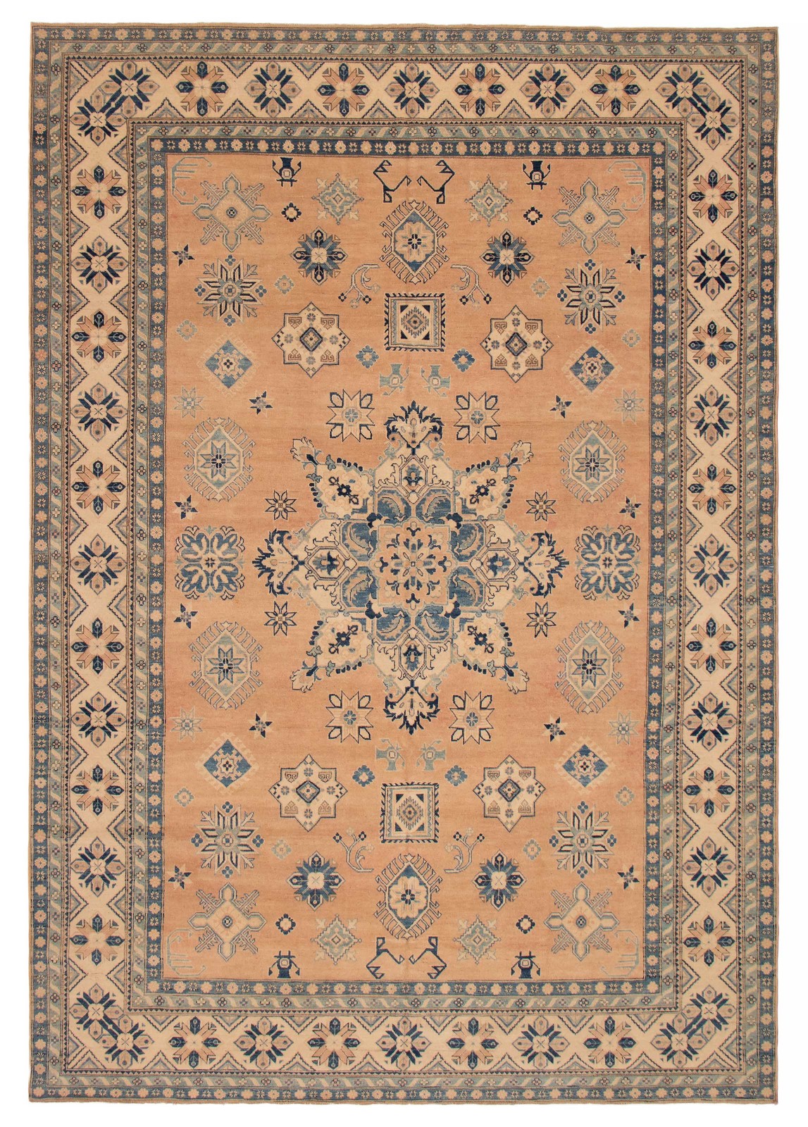 Traditional Hand-Knotted Geometric Area Rug 9’7″ x 14’1″ Oriental Wool Carpet