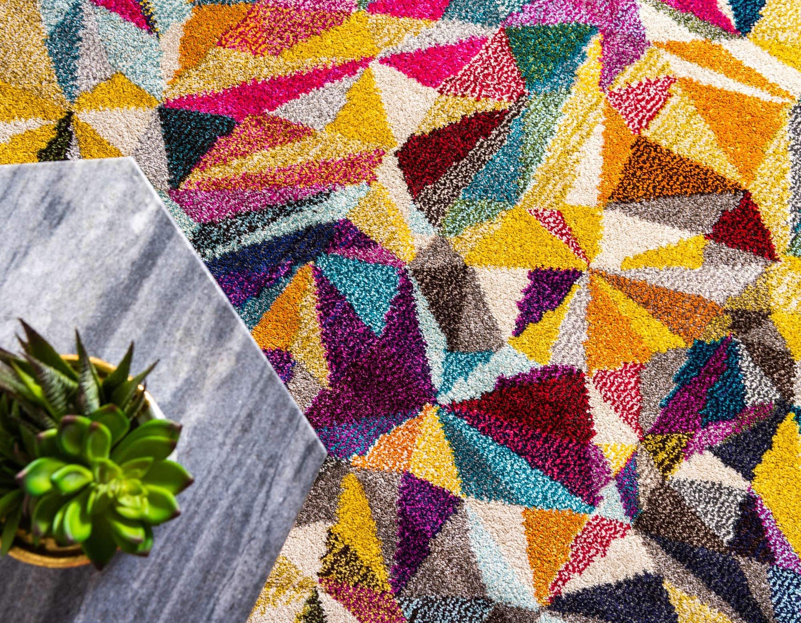 Unique Loom Estrella Collection Geometric Triangles Bright Colors Abstract