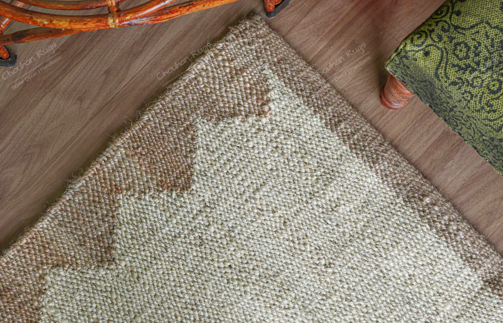 Handmade Natural Jute Hemp Runner Rug white & Beige Color Living Home Décor