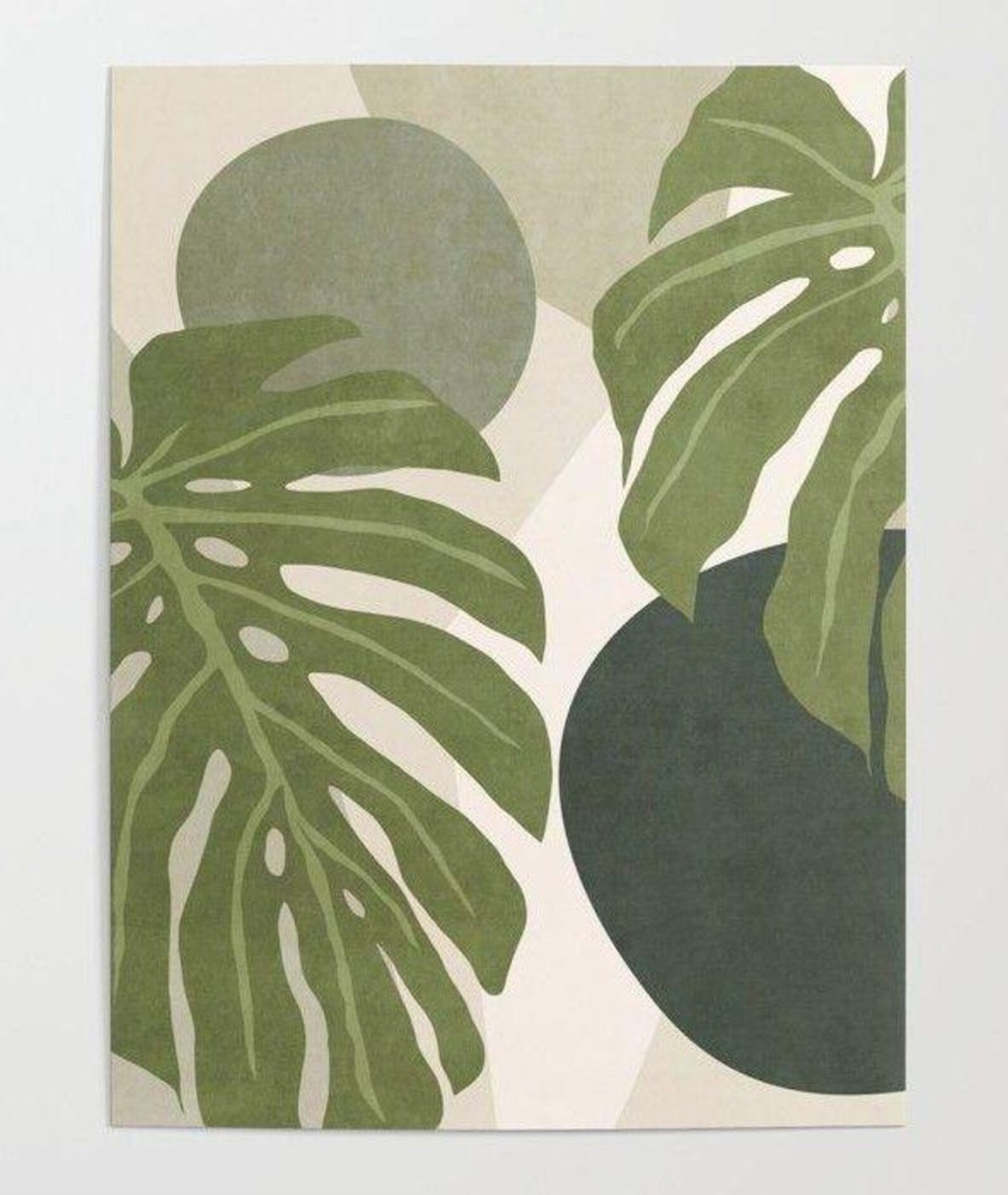 Hand Tufted Modern Botanical Rug Monstera Leaf Design Handmade Carpet Area Rug