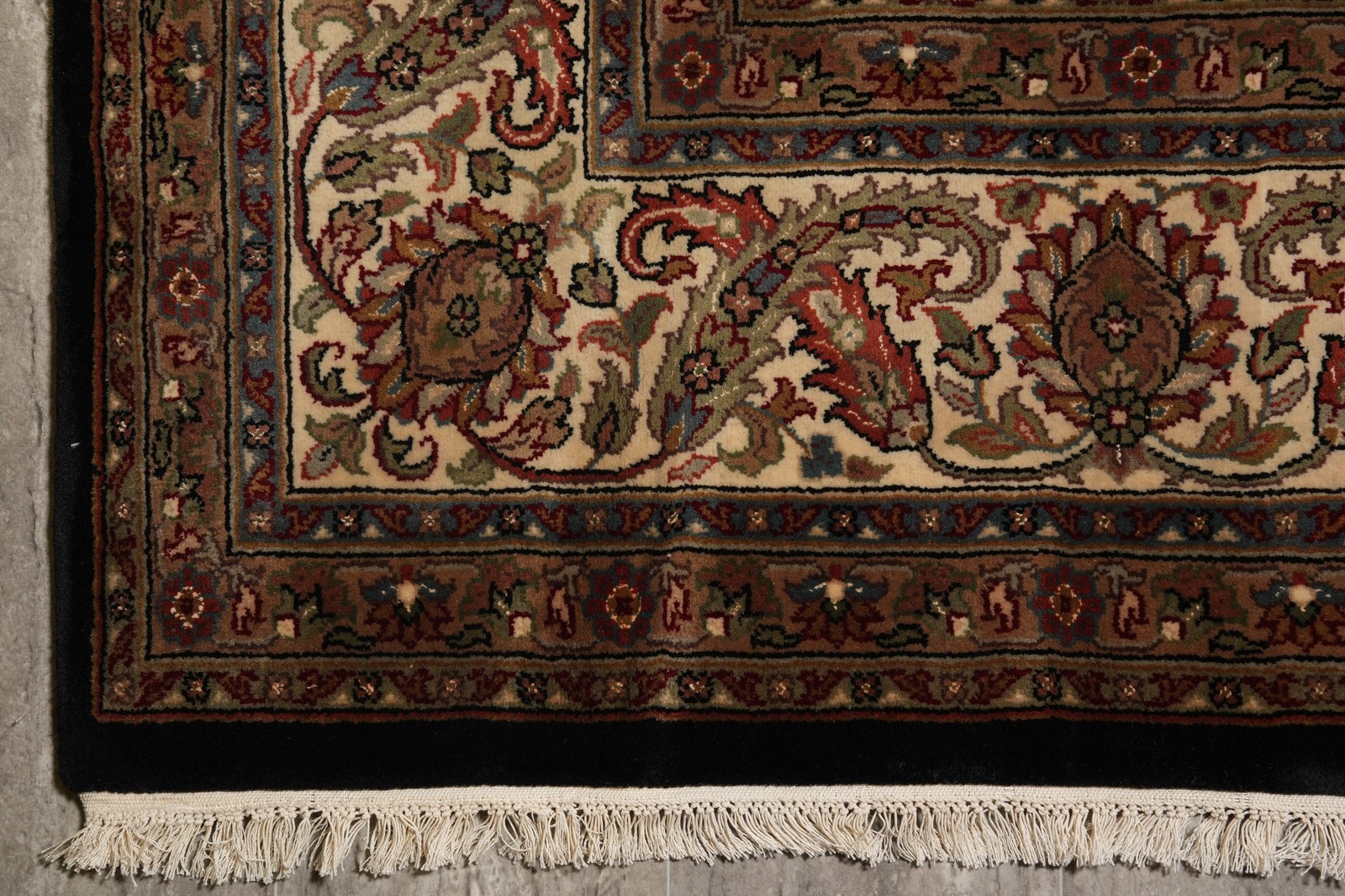 8.2 x 10.1 Black Mahii Tabriiz Handmade Area Rug Wool And Silk #F-4468