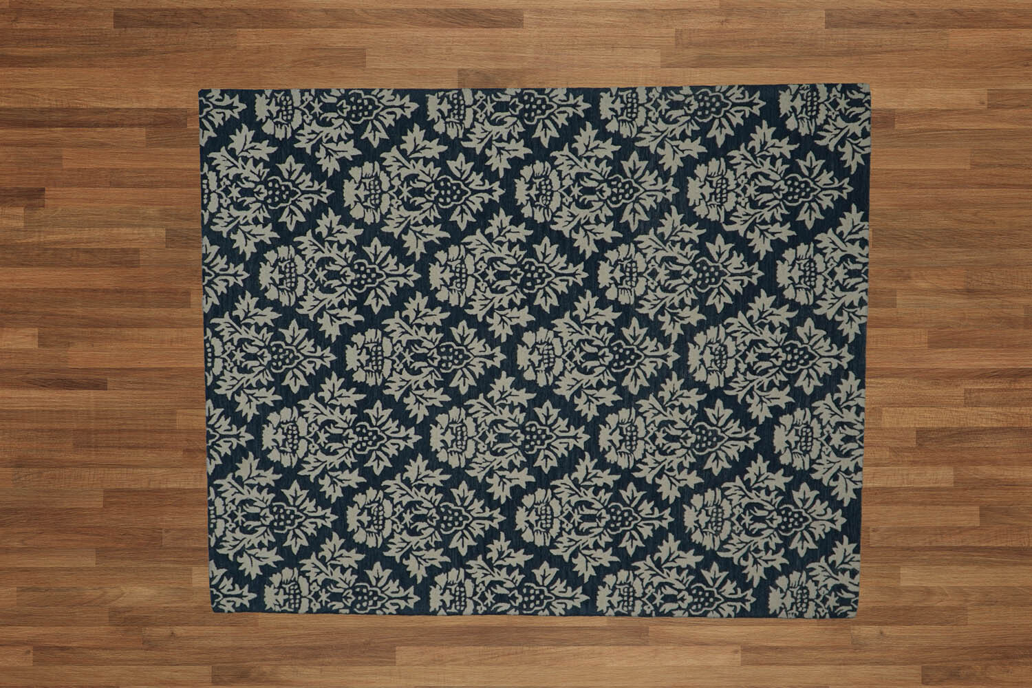7’8″x10′ Blue Hand Tufted Transitional Floral Wool Area Rug