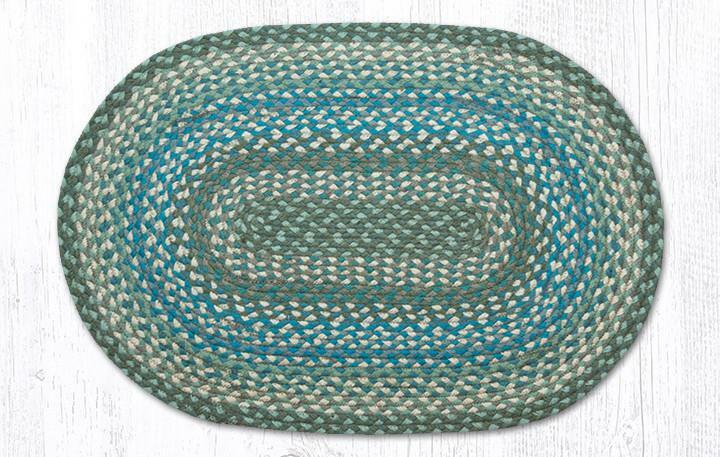 Braided Jute Oval Area Rug. Earth Rugs. Sage, Ivory, Settlers Blue. 11 Sizes