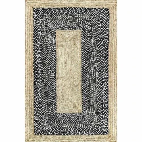 Braided organic area rug natural jute and chindi mix cotton bohemian rugs carpet