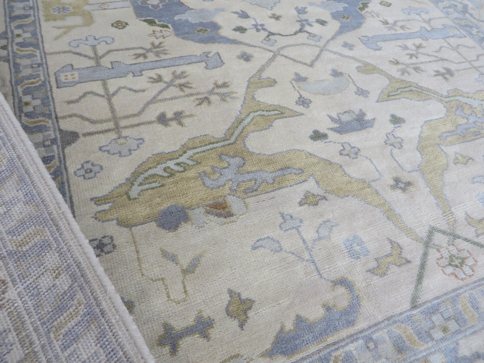 8’11 x 11’9 Hand Knotted Ivory Oushak Oriental Rug G15566