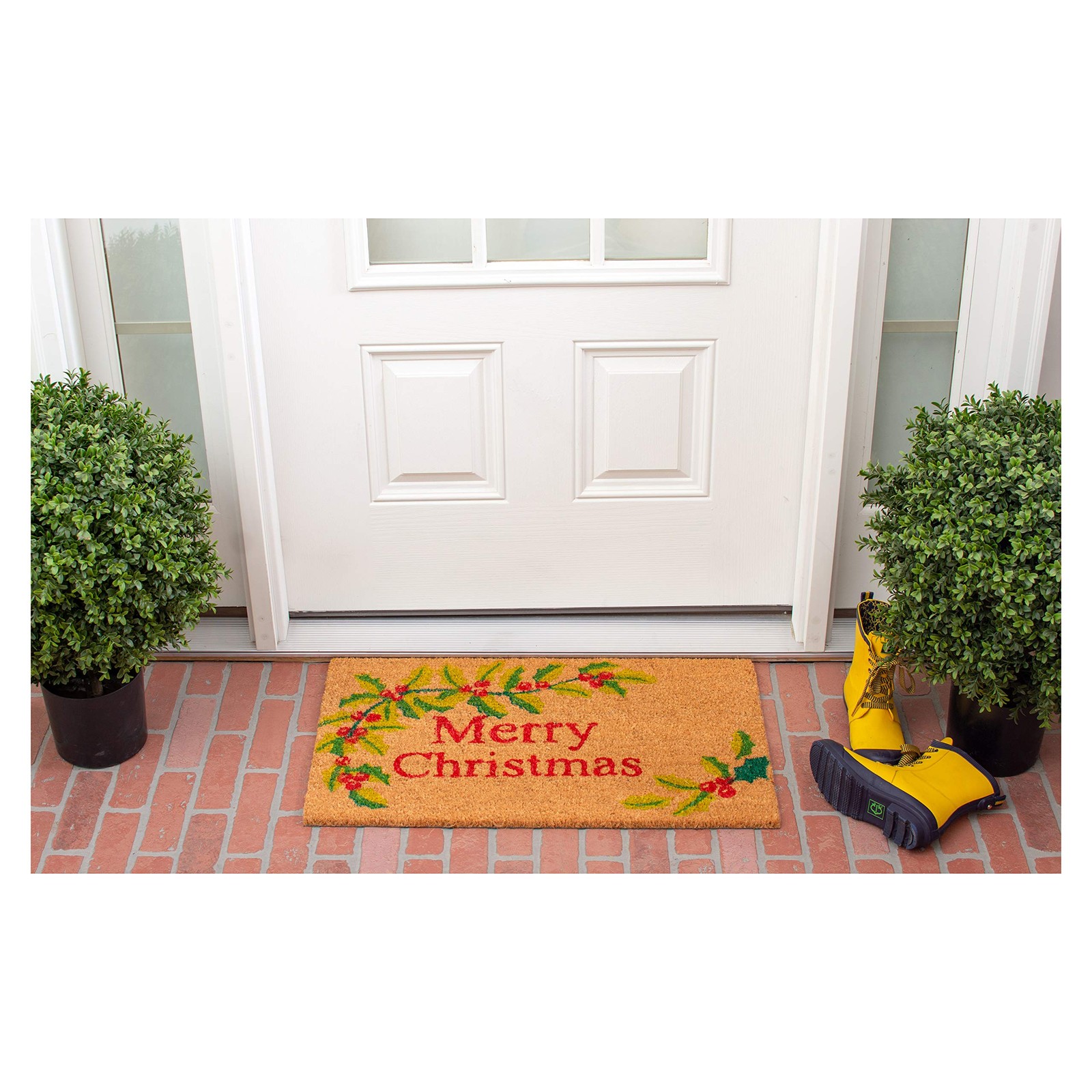 Rectangular Multi Color Coir Rug 24 x 36 All Season Durable Indoor Outdoor