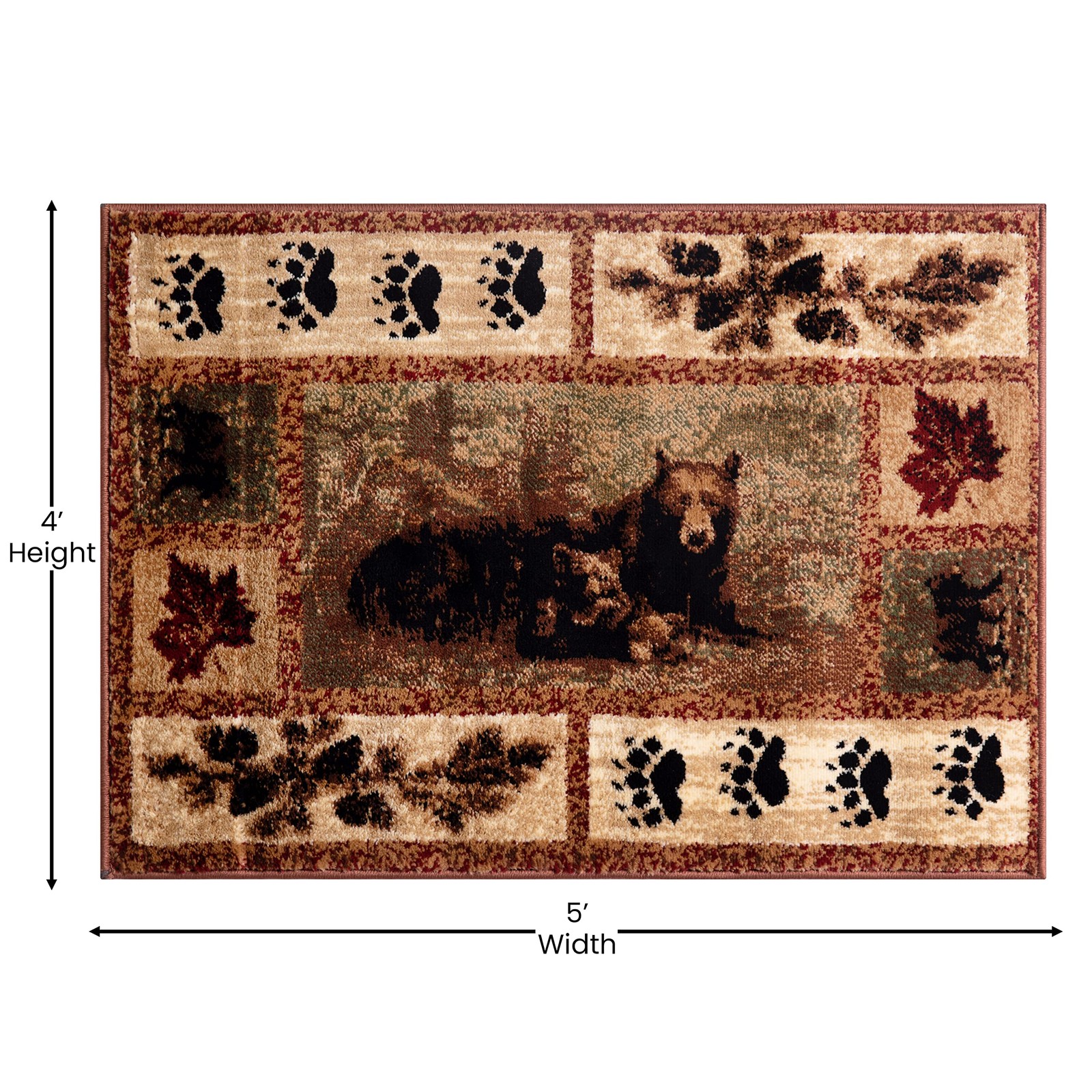 Masada Masada Rugs Kodiak Collection 4X5 Cabin/Lodge Area Rug Bear And Cub