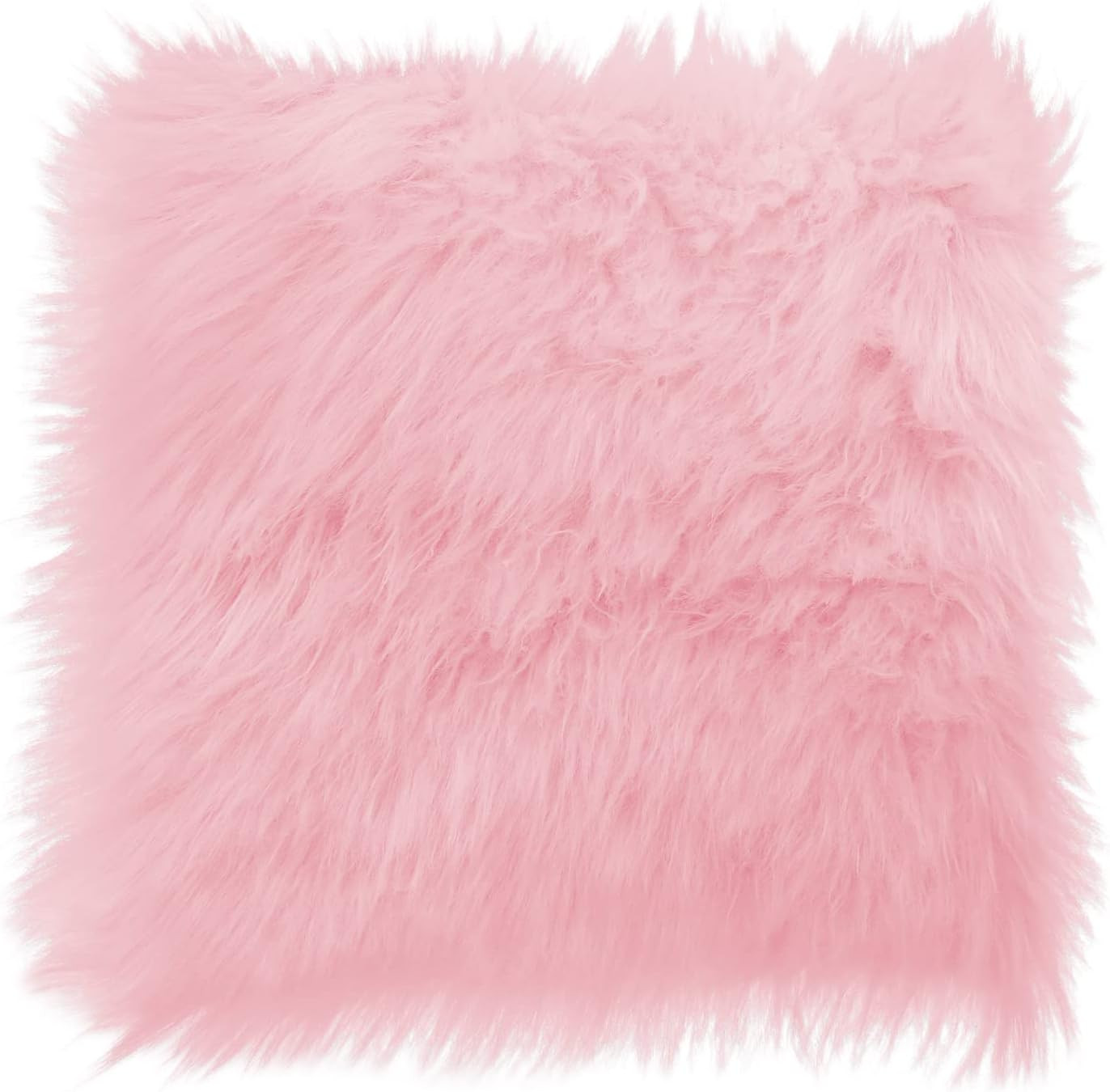 10 Inches Mini Square Faux Fur Rug， Small Fluffy Area Rug Cushion for Living Roo