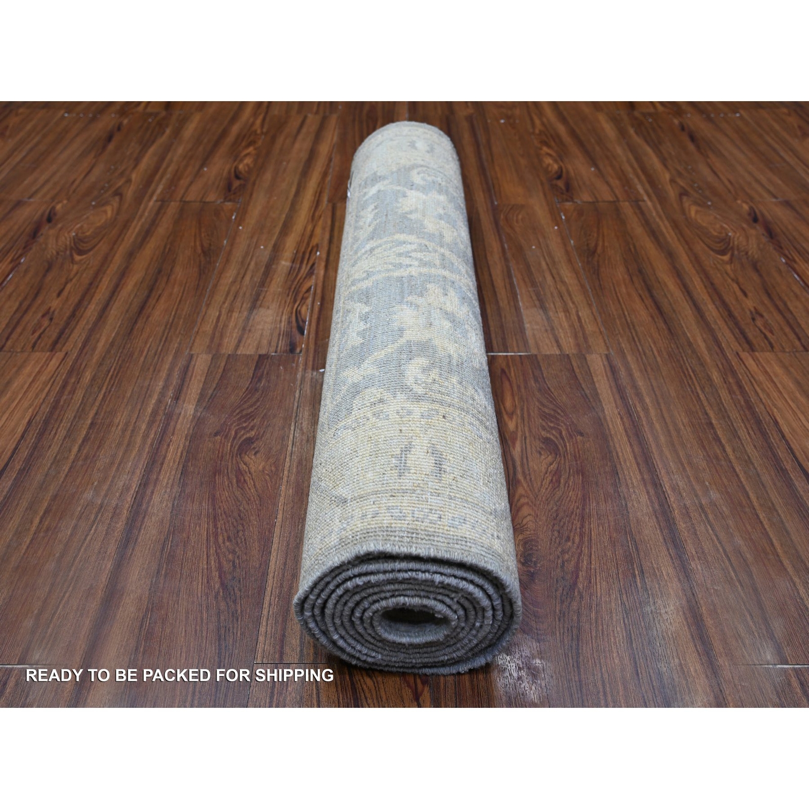 2’10″x9’9″ Cadet Gray White Wash Peshawar Hand Knotted Wool Runner Rug R88587