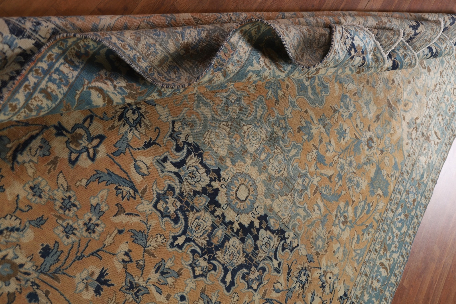 Vintage Muted Rust/ Navy Blue Traditional Najafabad Hand-knotted Area Rug 8×12