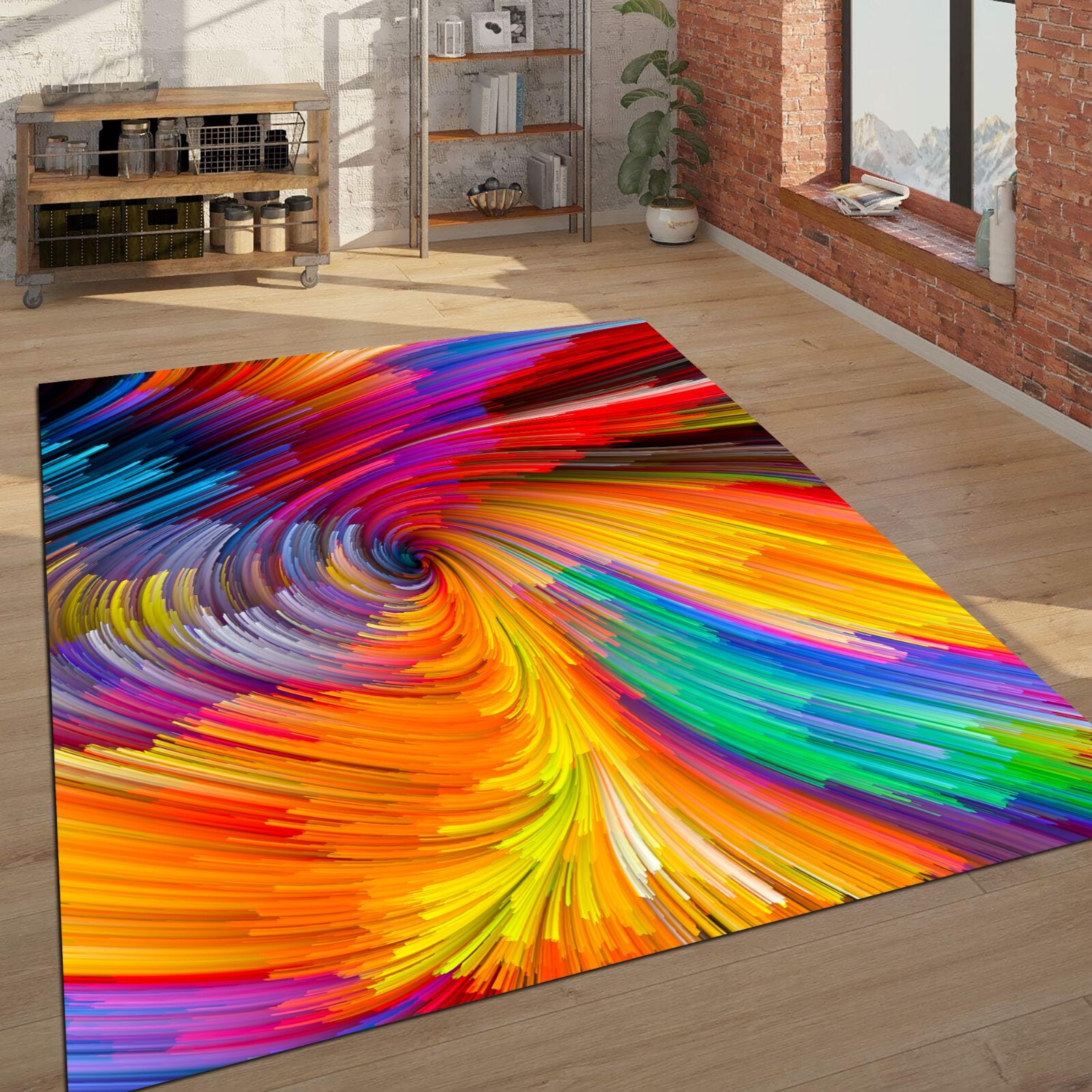 Colorful Rug, Abstract Watercolor Carpet, Rainbow Mat, Non Slip High Quality Rug