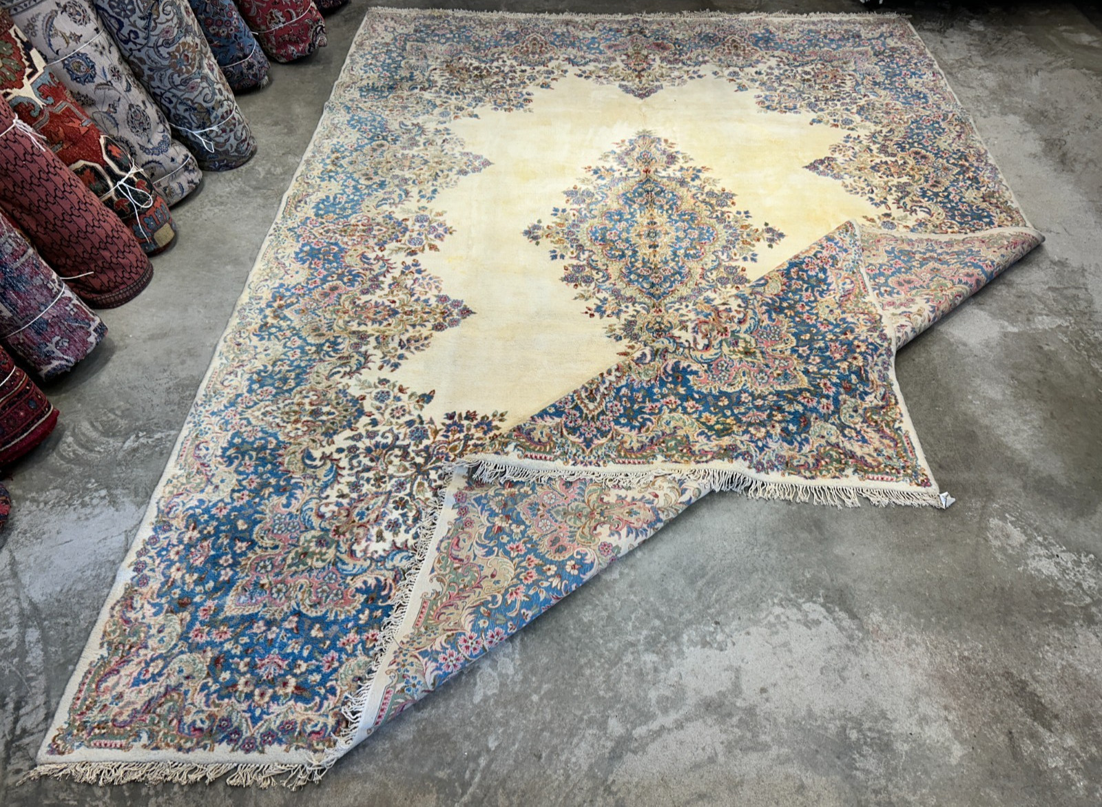 10’11″x14’9″ Hand-Knotted Wool Kermane Area Rug – 11×15 Handmade Carpet