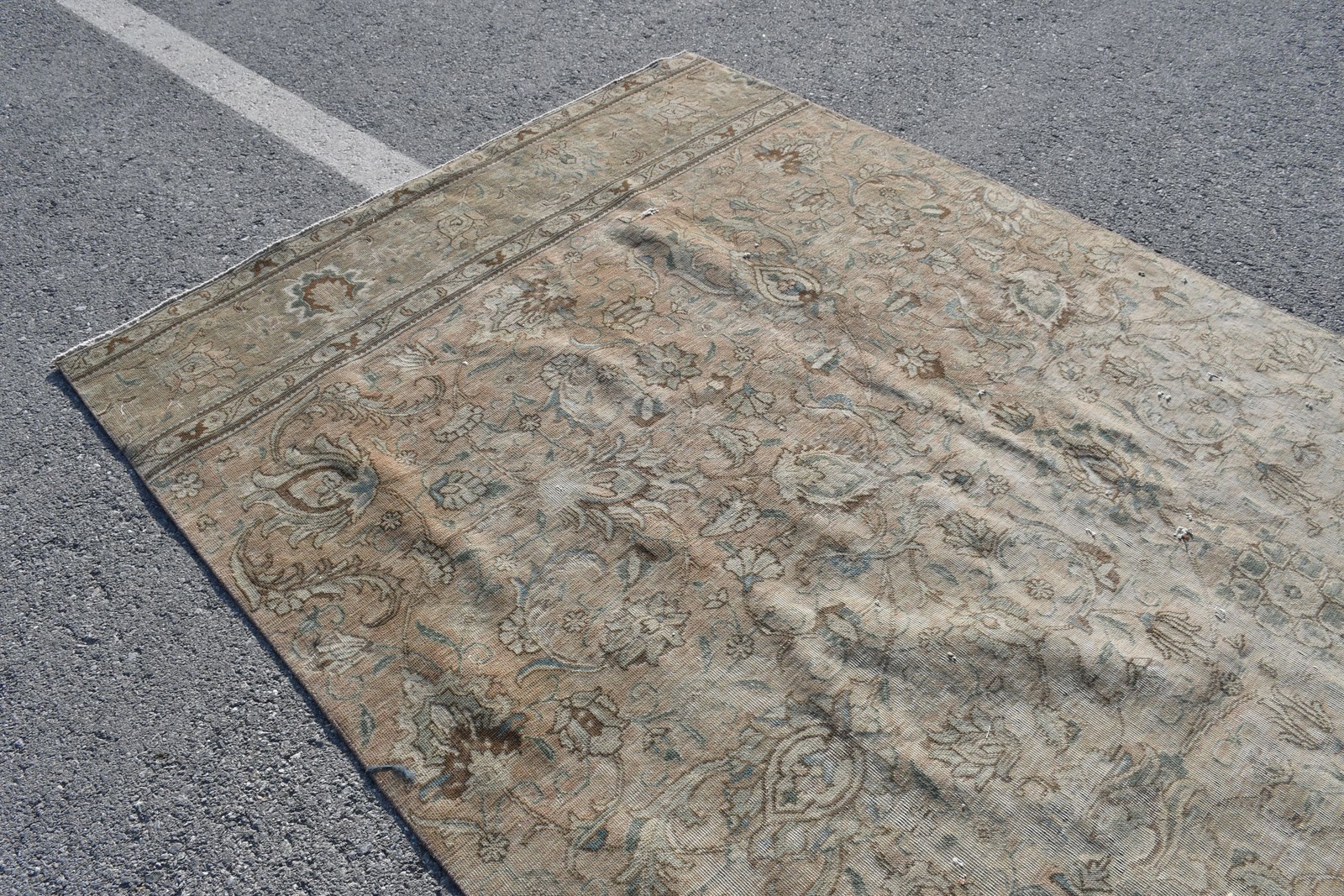 5,8×12,3 ft Oversize Turkish Vintage Rug, Brown Oriental Wool Rug