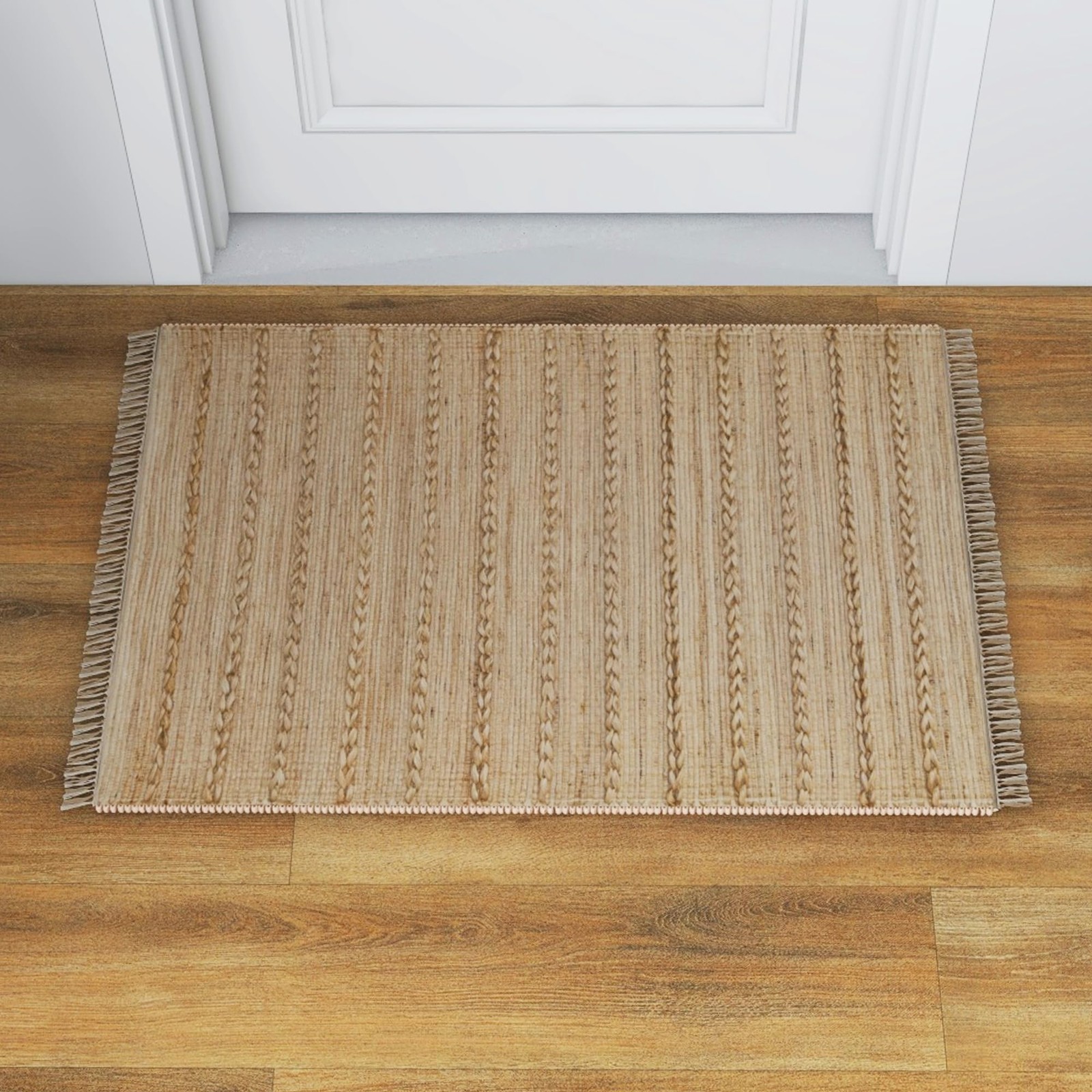 Jute Entryway Rug 2×3 ft Natural Hand-Woven Non-Slip Doormat – Indoor Outdoor