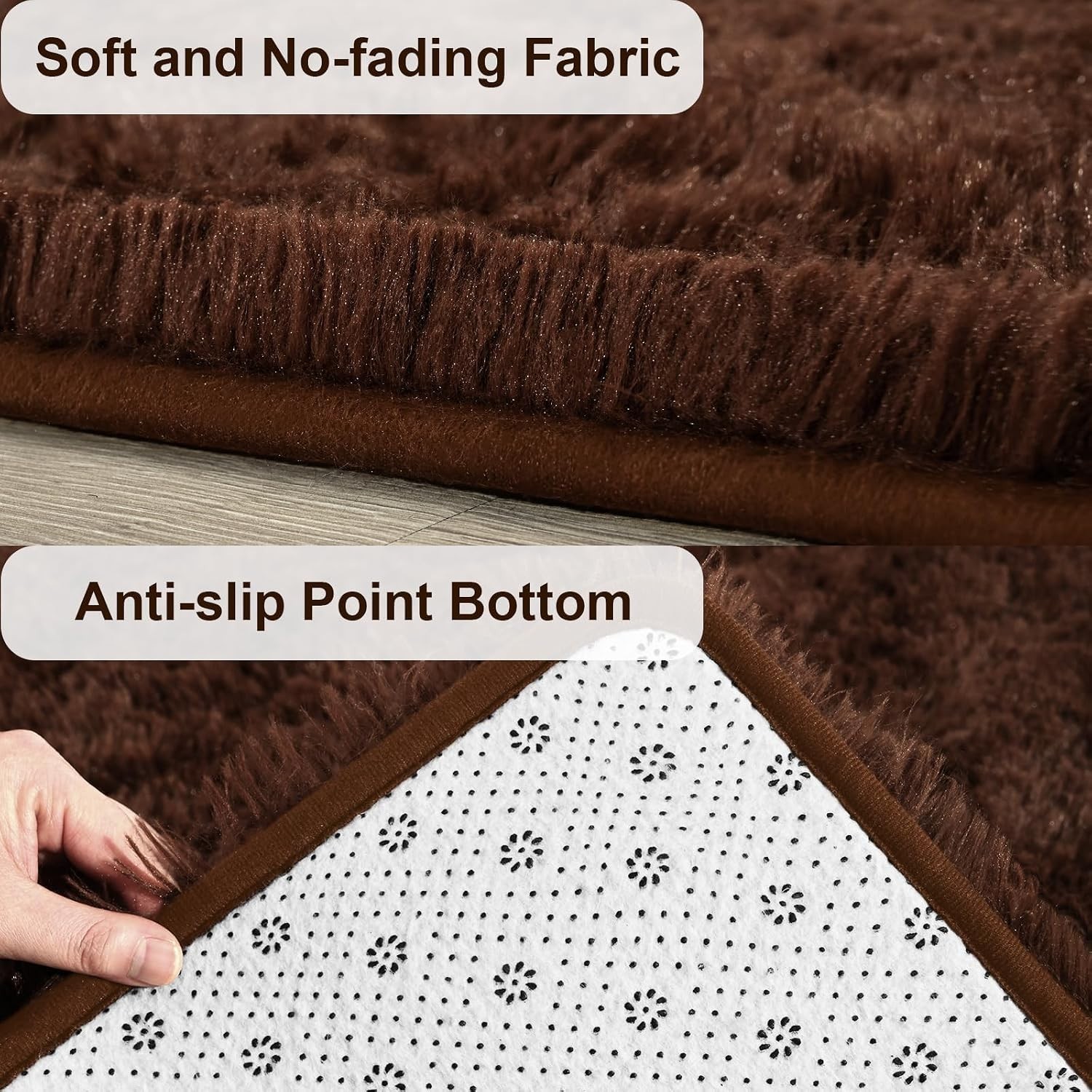 5×8 Feet Fuzzy Indoor Area Rug – Ultra Soft Brown Shag for Living Room & Nursery