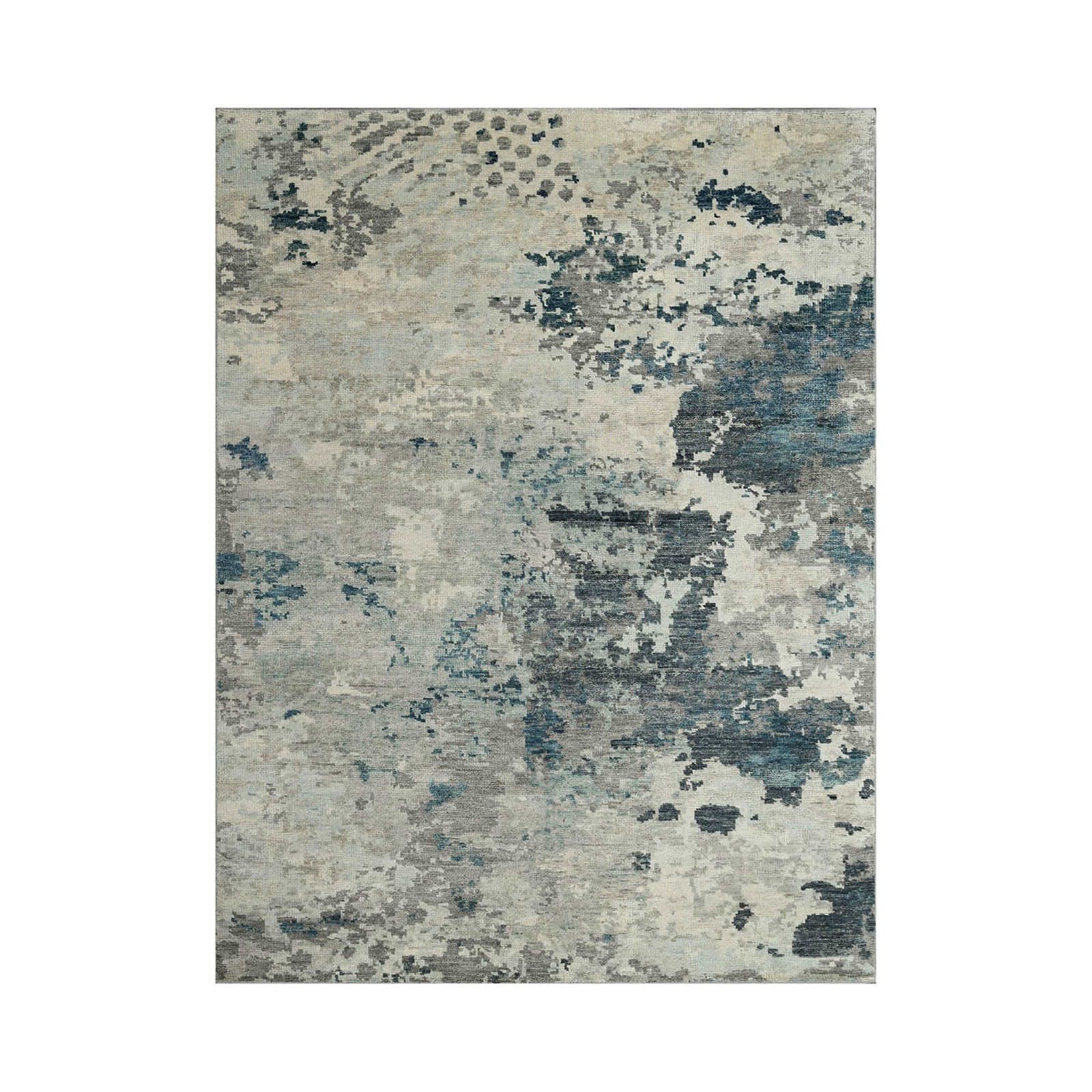 LoomBloom Abstract 7’10”x9’11” Hand Knotted Wool Tibetan Modern Area Rug Gray