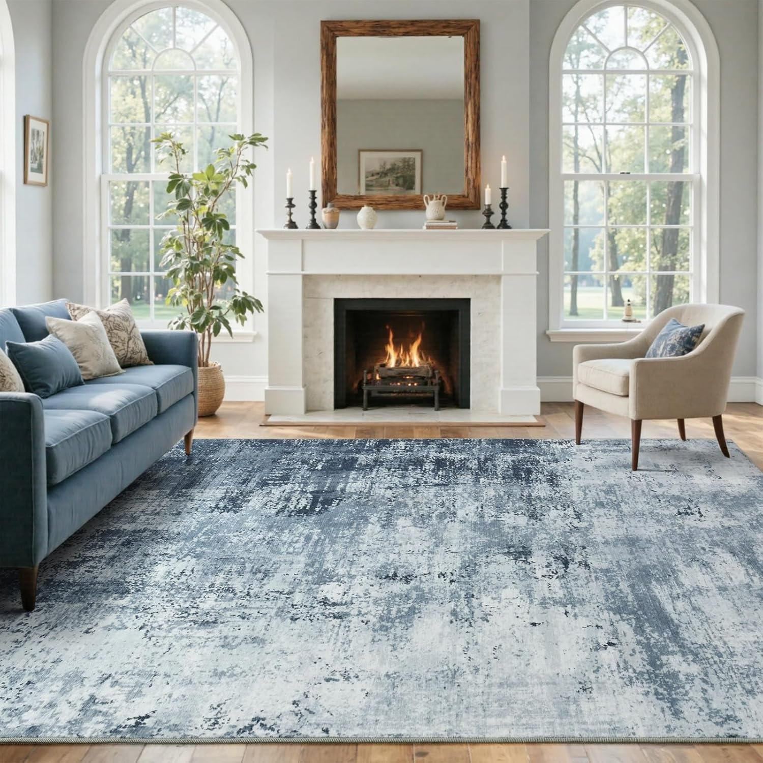 9X12 Ft Extra Large Washable Area Rugs for Living Room, Soft Non-Slip Modern Abs