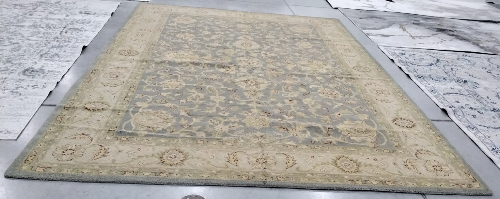 BLUE / BEIGE 9′-6″ X 13′-6″ Back Stain Rug, Reduced Price 1172750326 AT312A-10