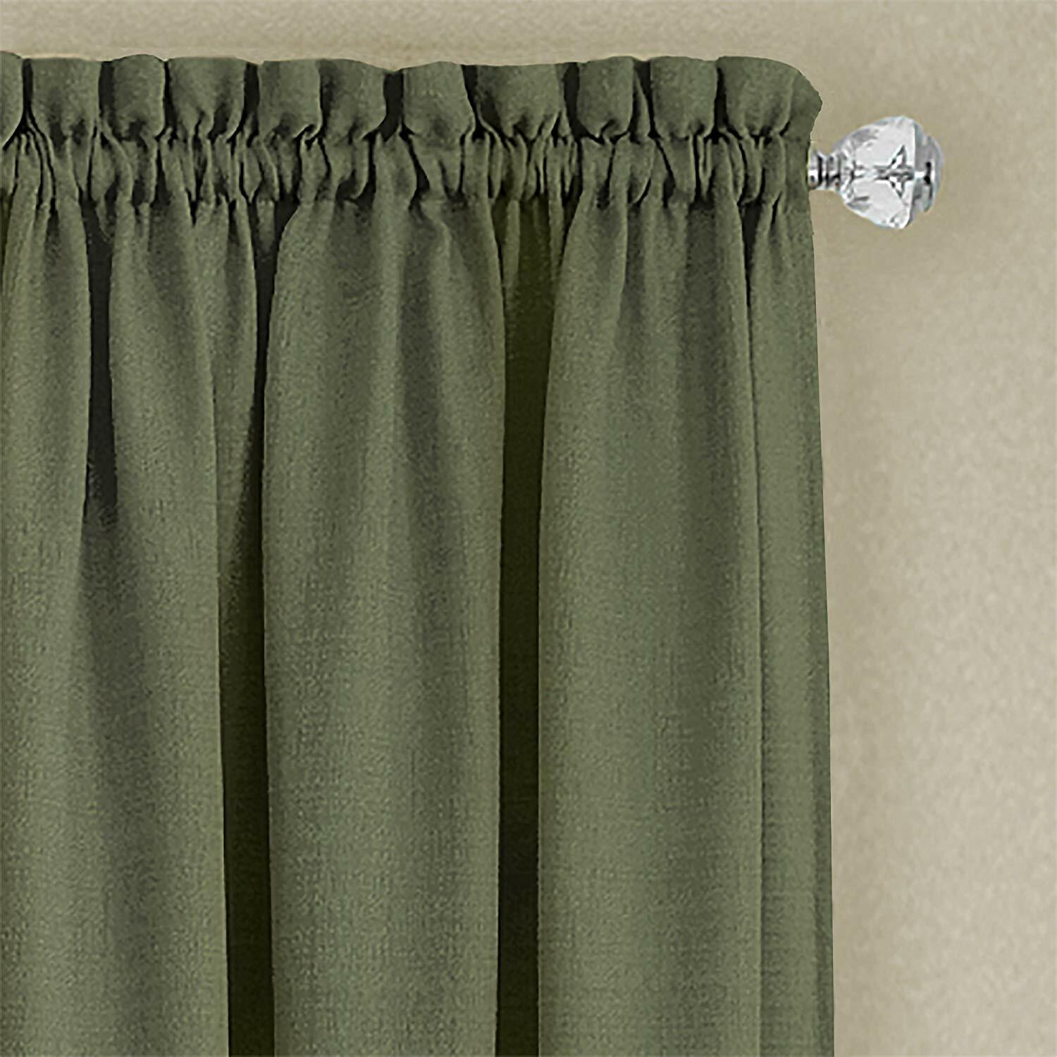 Green/Beige Modern Two-Tone Window Curtains Panel Tiers Kitchen or Home