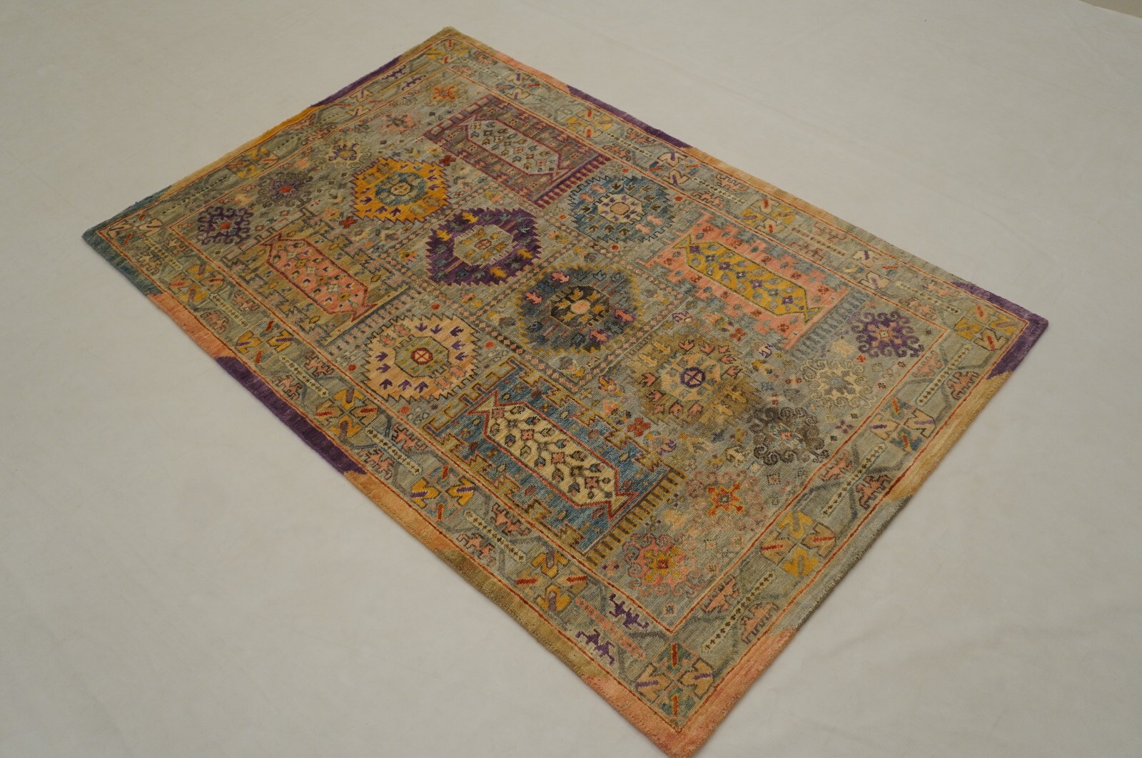 3×5 Blueish Gray Afghan Hand Knotted Bohemian Area Rug
