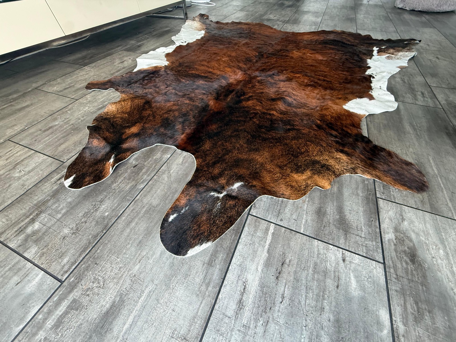 Cowhide Rug Belly White 77″x78″ (6.4×6.5 ft) | Premium Quality Hide #B2