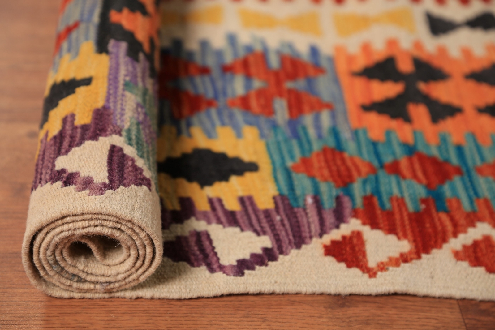 Geometric Kilim Rugs Rectangle Flatweave Pile Wool Kelim Carpets 10×13 ft