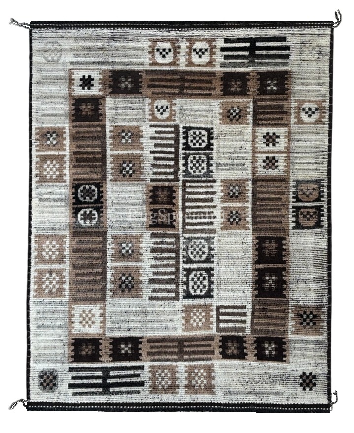 Modern Moroccan Design Berber Rug. All Wool. Handmade Beni Ourain Carpet