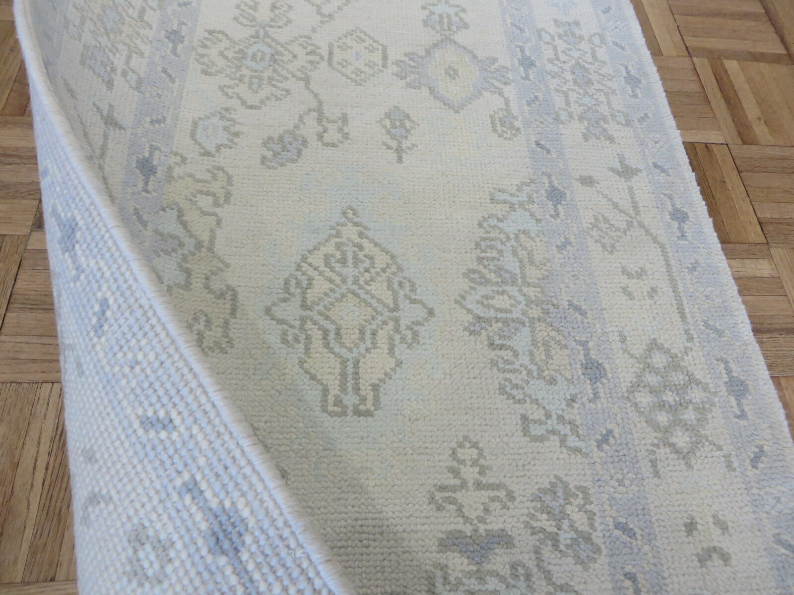 2’9 x 14’10 Runner Hand Knotted Ivory Modern Oushak Oriental Rug G16809