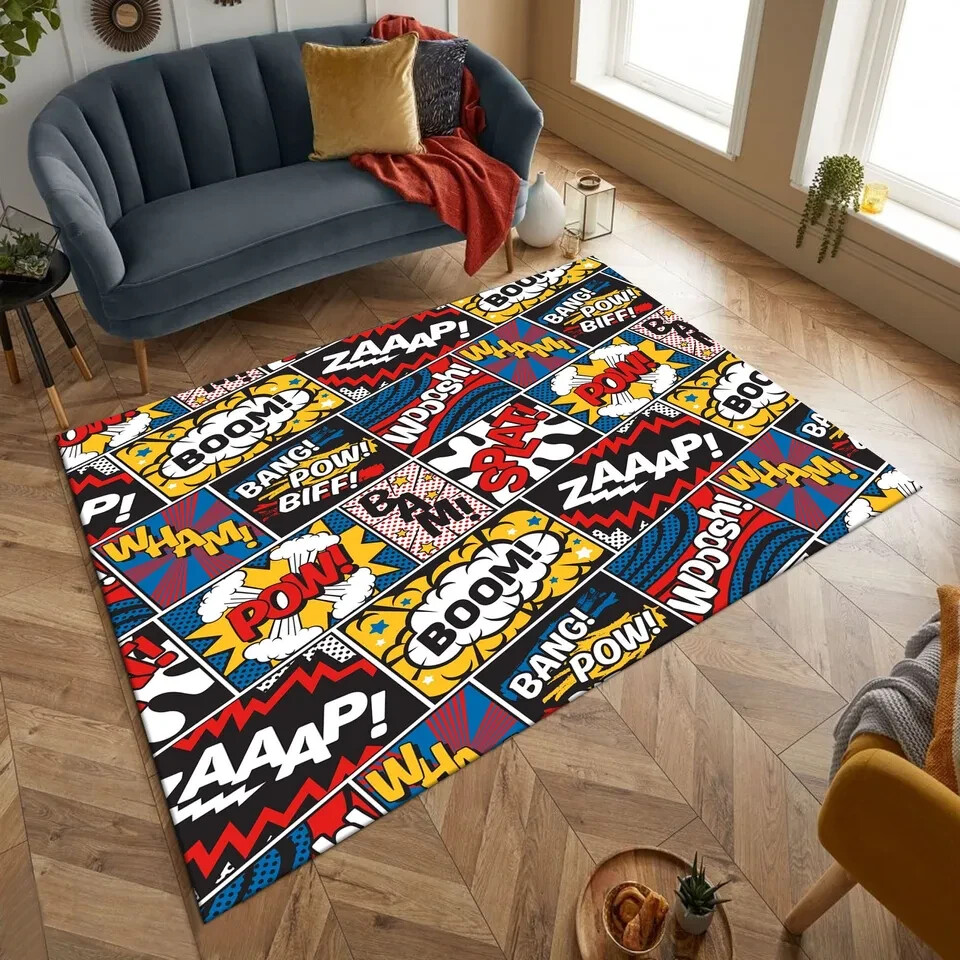 Pop Art Rug, Comic Graffiti Rug, Zaap Art Rug, Modern Art Rug, Home Decoration R