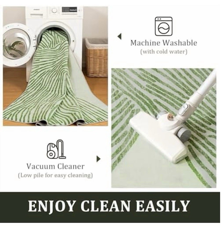 5×7 Area Rug Abstract Stripe Modern Design Sage Green