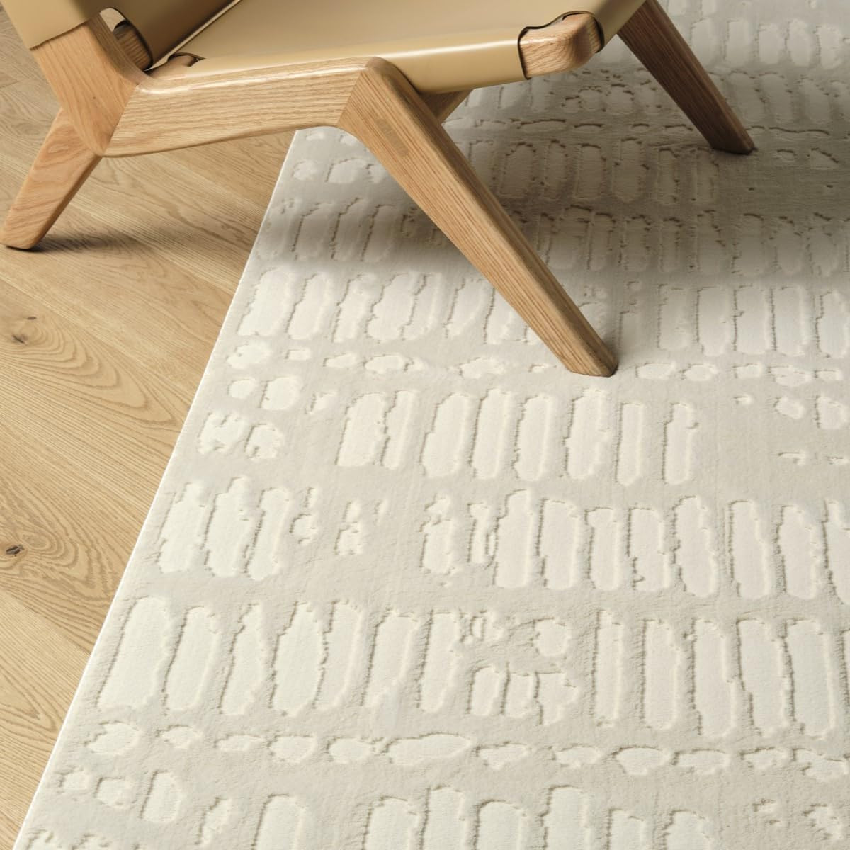Eco-Friendly 5’3″x7’10” Washable Beige Area Rug for Living Room & Bedroom