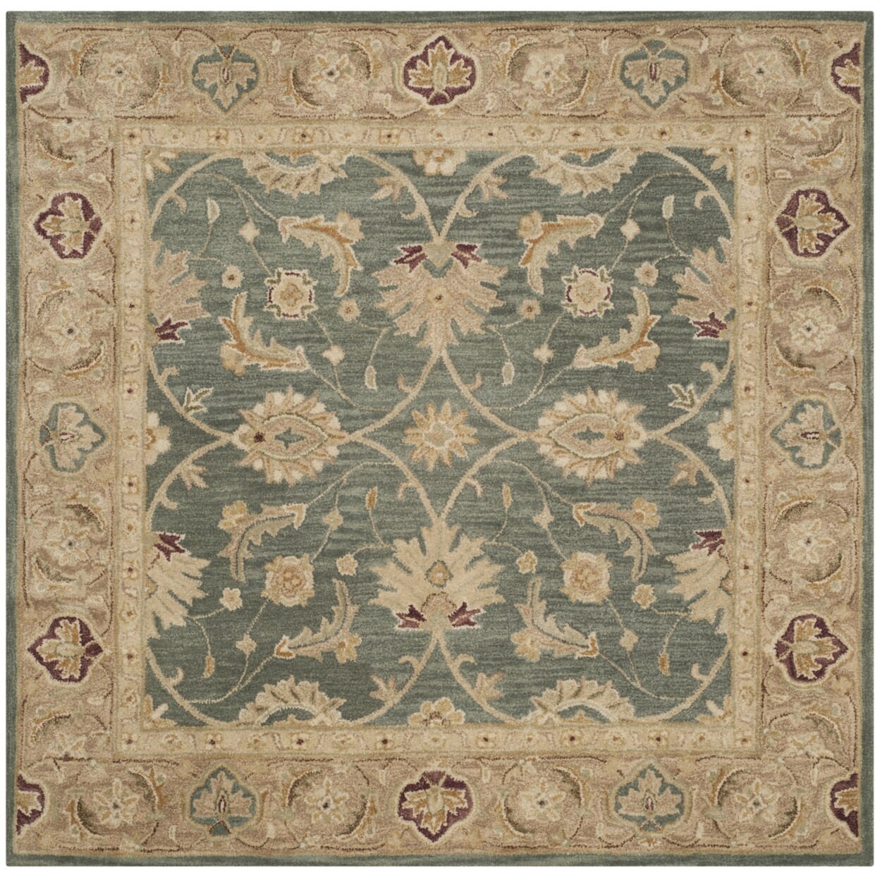 SAFAVIEH Antiquity AT849B Handmade Teal Blue / Taupe Rug