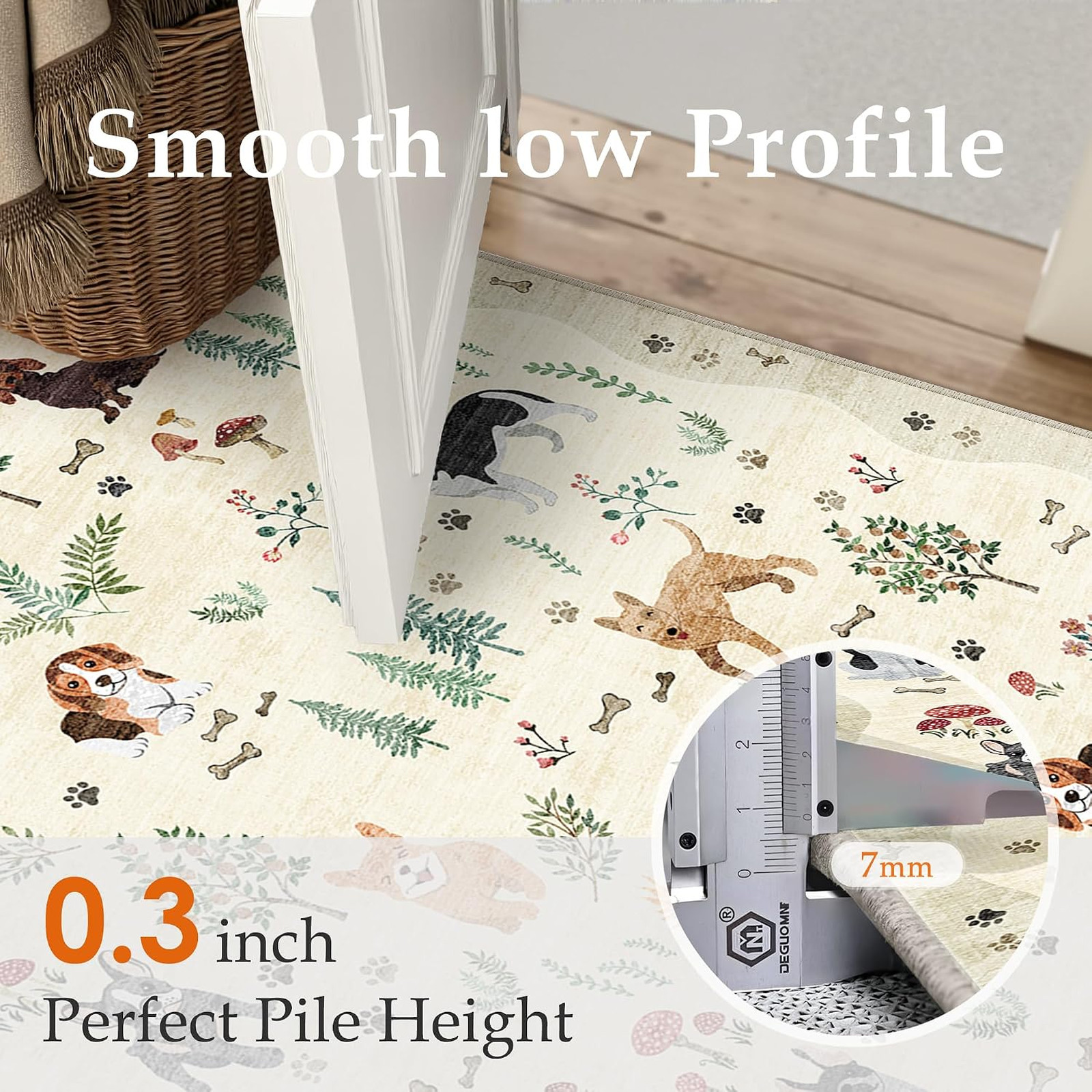 2×3 Area Rug Washable Non Slip Floral Animal Carpet Low Pile Stain Resistant