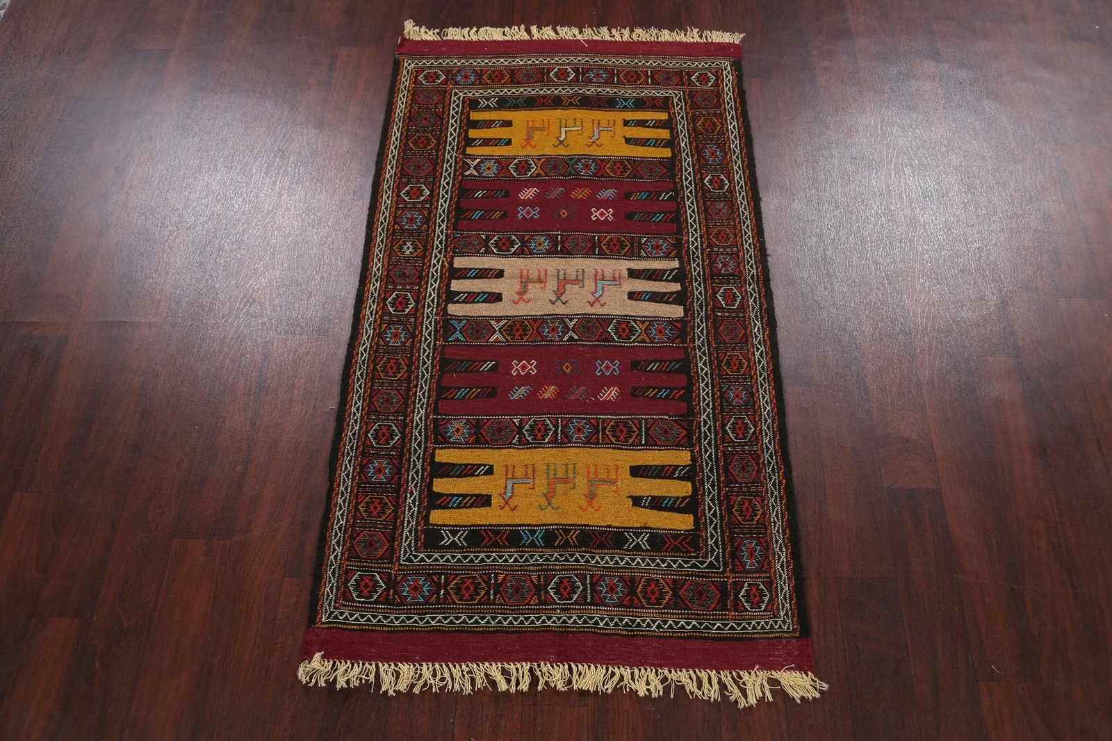 Geometric Traditional Sumak Kilim Area Rug Nomad Oriental Hand-woven Carpet 3×6