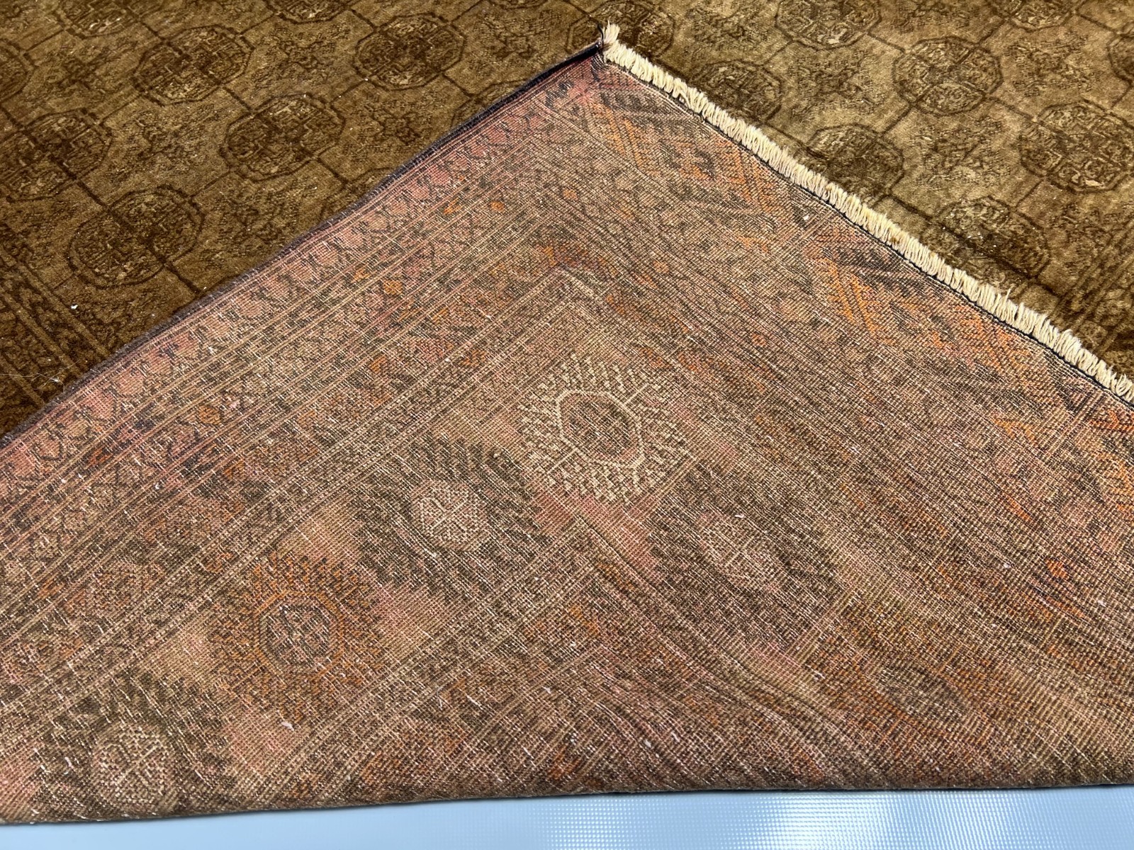 6×9 Vintage Turkoman Rug Hand-Knotted Afghan Wool Carpet with All-Over Gul
