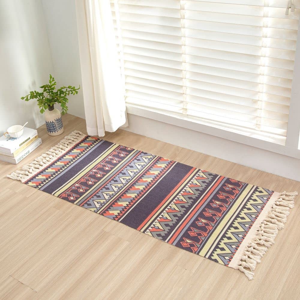 Cotton Rug, Purple&Orange, 35.4 * 23.6 Inches