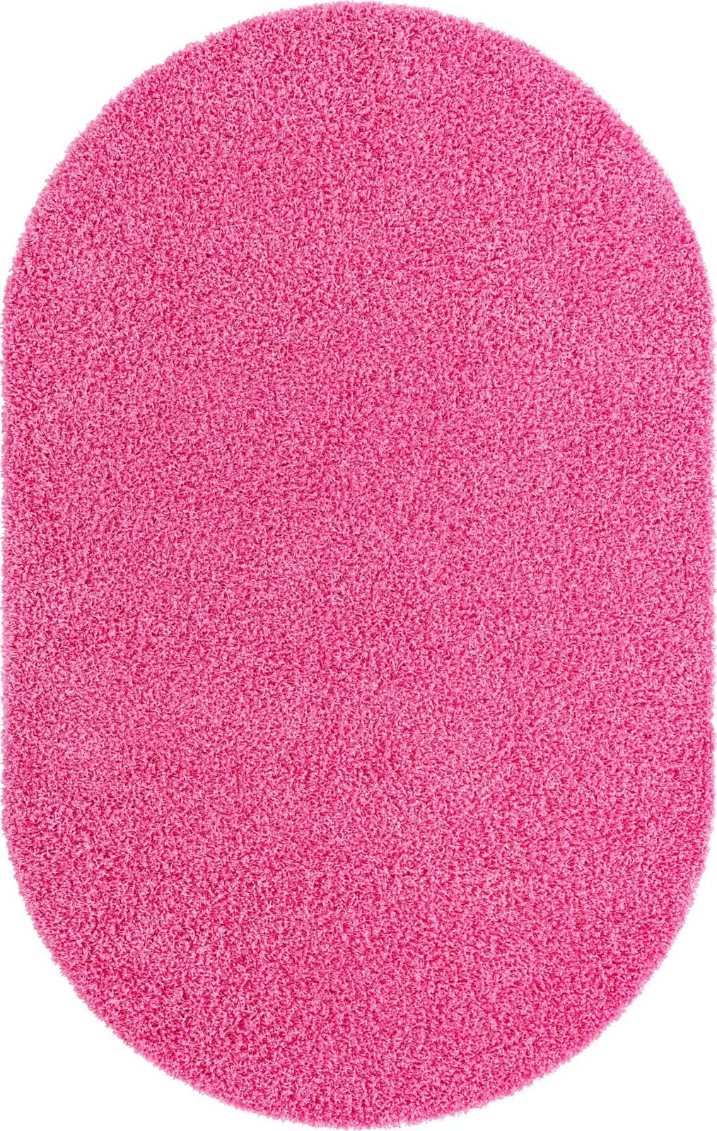 Unique Loom Solo Solid Shag Area Rug 5’1″ x 8′ Oval Taffy Pink Polypropylene