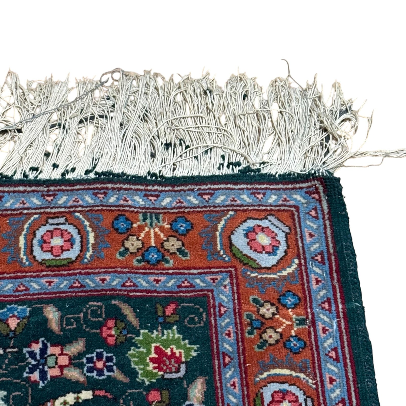 Vintage 1970s-80s Oriental Knotted Wool Rug Dragon Vase Bird Mythical