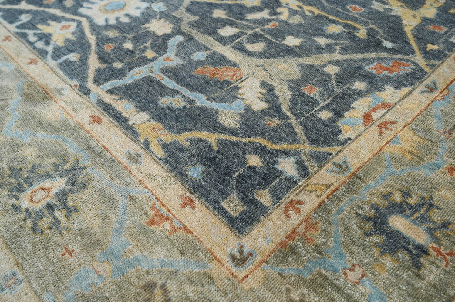LoomBloom Multi Size Blue Hand Knotted Traditional Oushak Wool Area Rug
