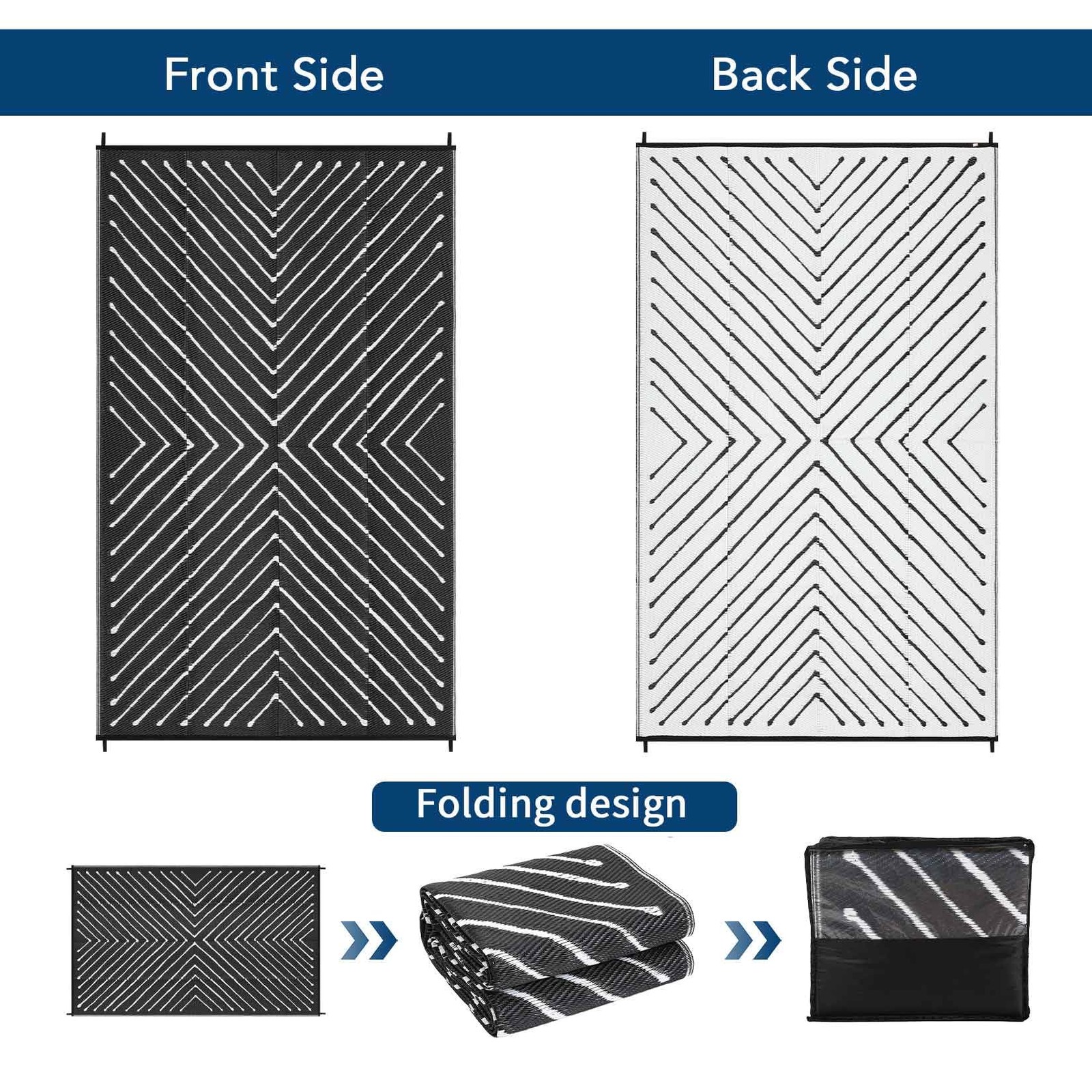 Outdoor Waterproof Reversible Portable Straw Campin Rug 5×8 /6×9 /8×10 /9×12 FT