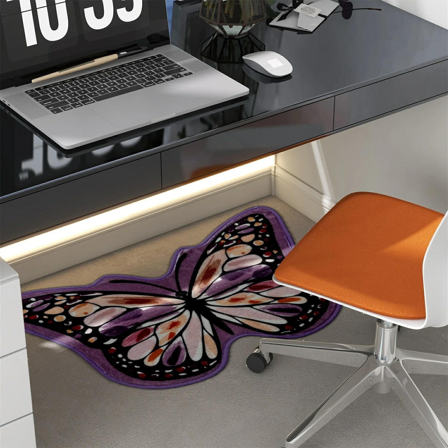 Butterfly Shaped Area Rug, Soft and Fluffy Faux Wool Mat, Thin Doormat Not Bu…