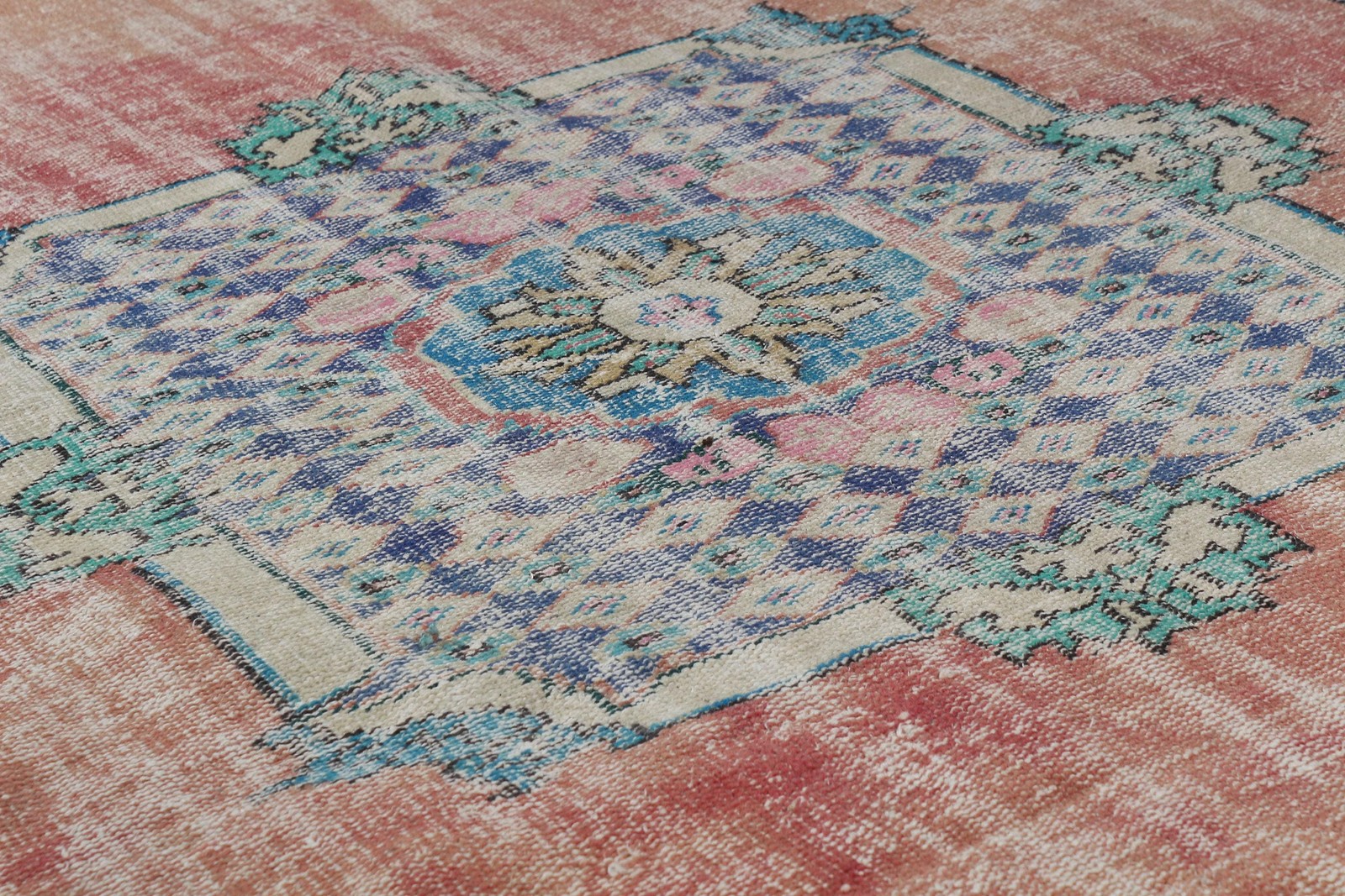6,5×9,9 ft Turkish Rug, Vintage Large Rug, Red Blue Floral Rug